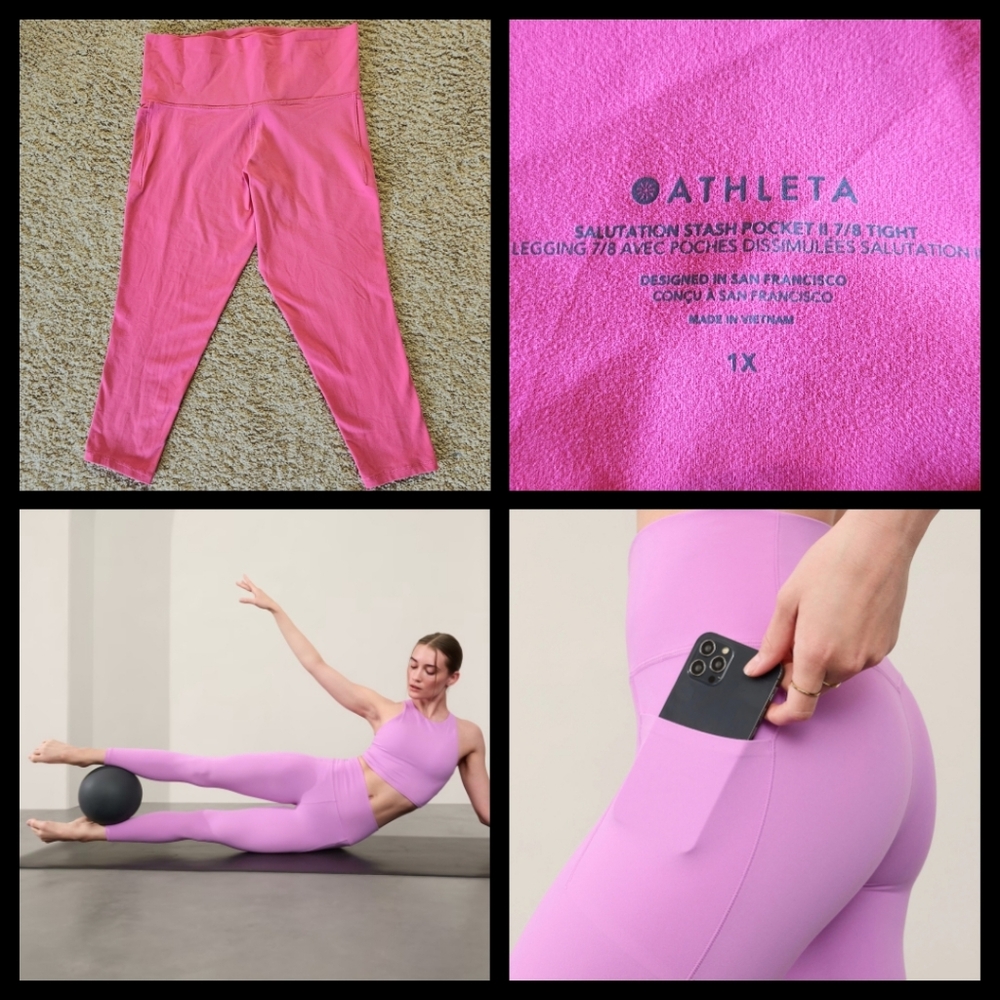 Athleta Salutation Stash II ⅞ length yoga legging Size 1X Color pink